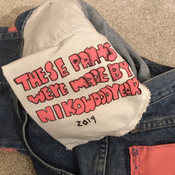Custom blue/pink jeans - Picture 3 of 3